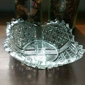 Unique Crystal Relish Dish Rare